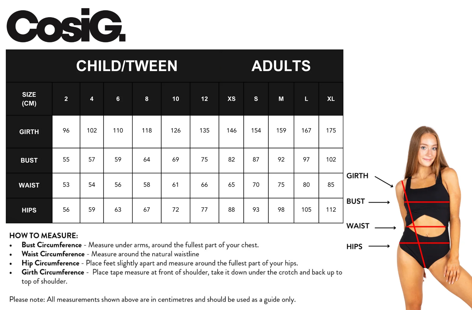 CosiG Size Guide v2